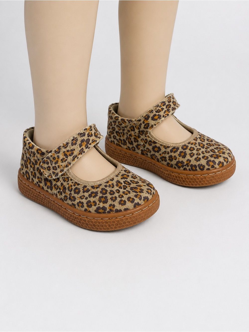 LIVIE & LUCA Size 2 Girls Ruche Classic Cheetah Shimmer Mary Jane Leather Shoe